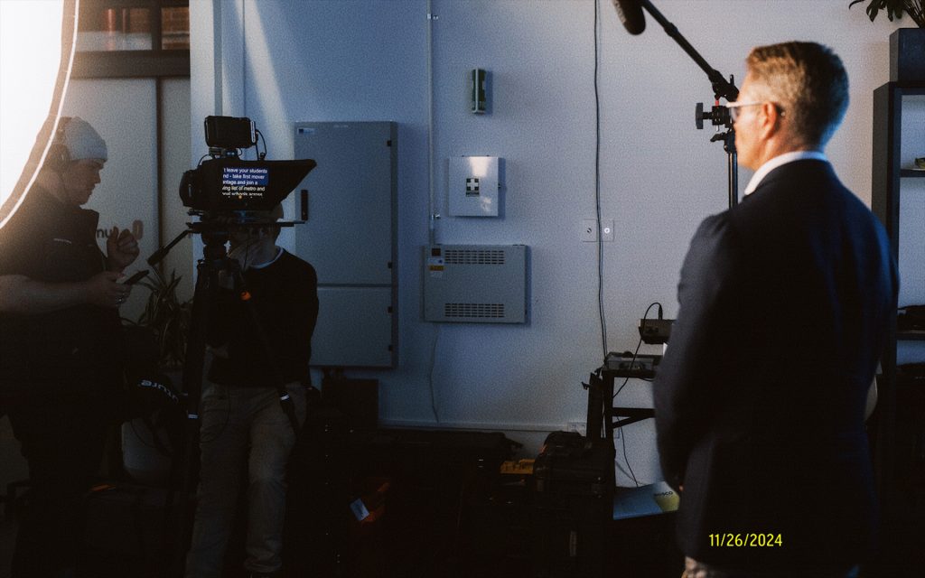 Expert conducting a corporate on-camera interview